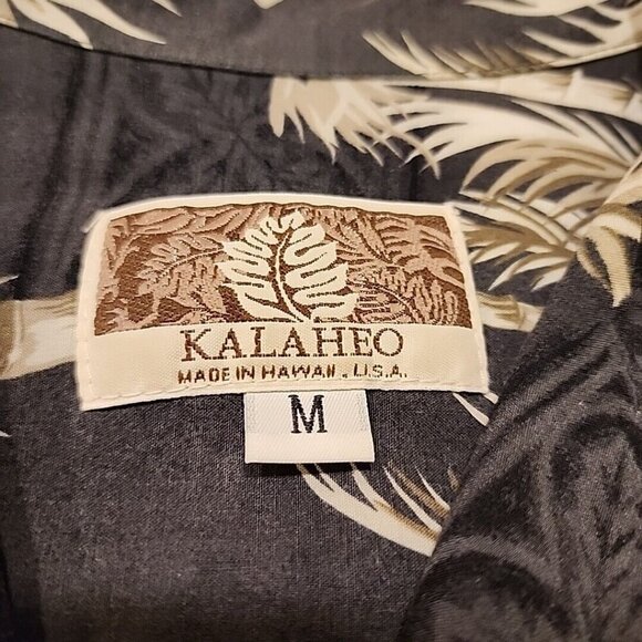 kalaheo hawaiian shirt M Tropical Gray Button Short Sleeve - Picture 2 of 4